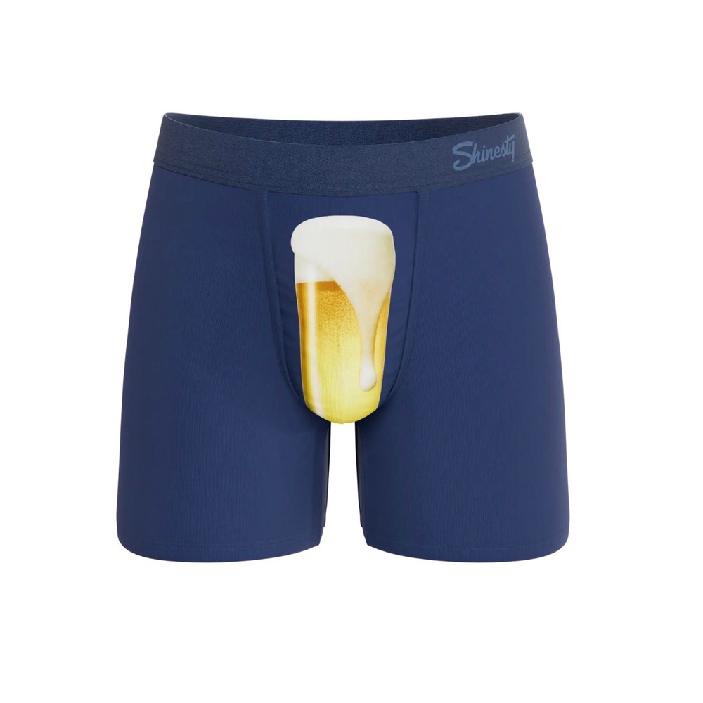 Shinesty Ball Hammock Long Leg Boxer Briefs Navy Blue Beer Pint The Proper Pint